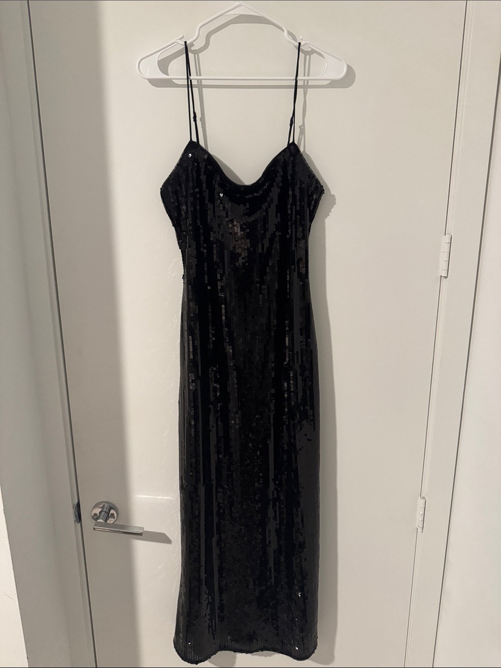 Abercrombie Black Sequin Spaghetti-Strap Maxi Dress